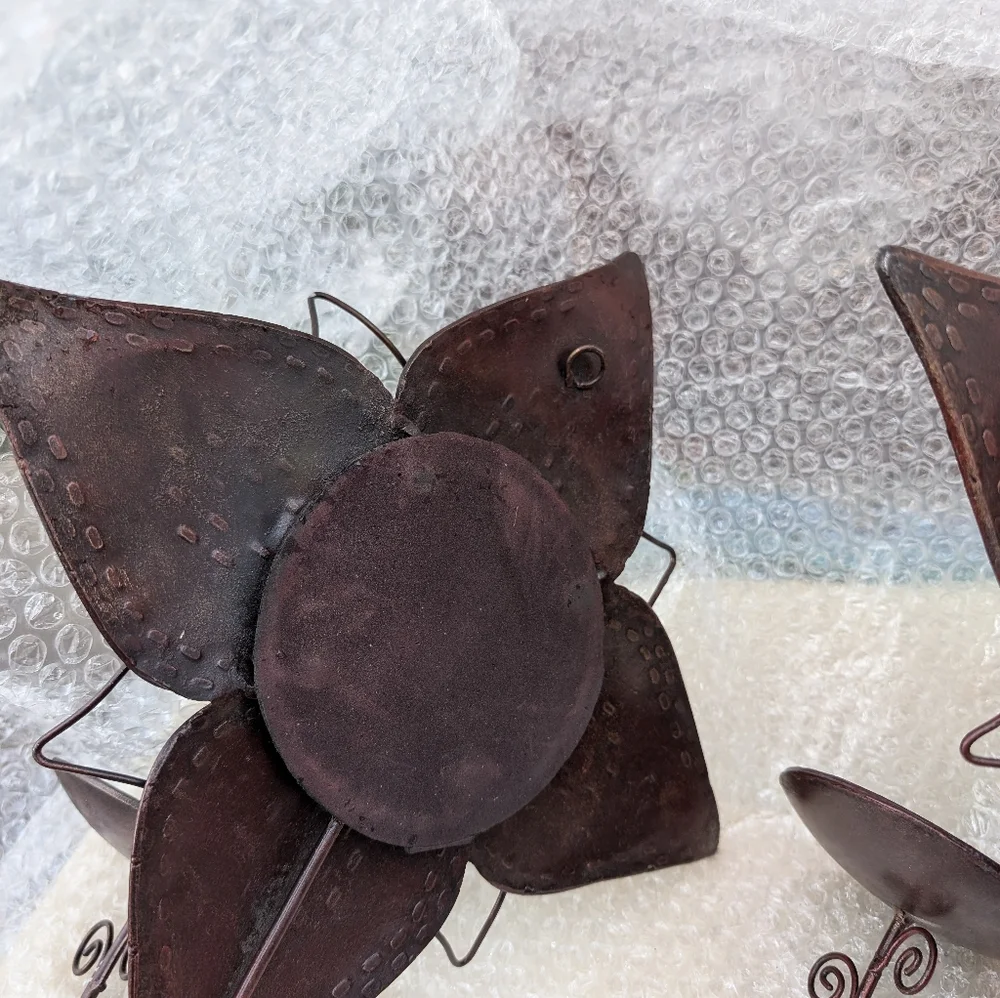 Brown Wrought Iron Flowers Wall Sconce With Mirrors Set Of 2 Nice Condition